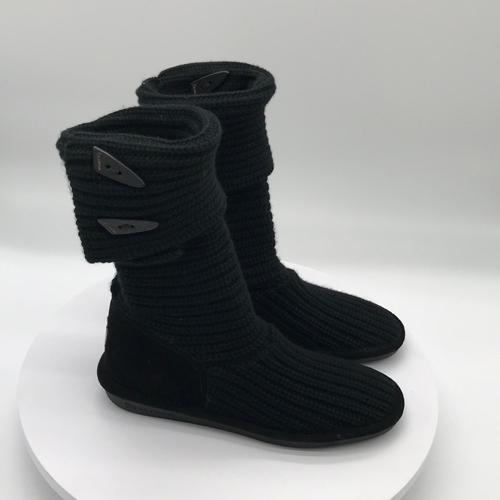 BEARPAW Womens Knit Tall Black boots size 10 US